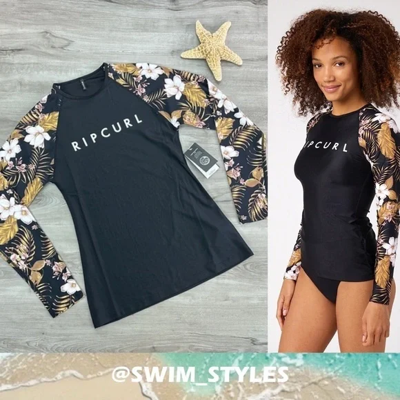 ☀️RIP CURL☀️ PLAYABELLA RELAXED LONG SLEEVE RASH GUARD SUN SHIRT - Picture 1 of 14